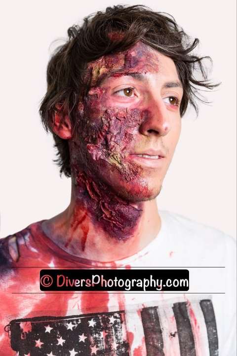 Abbey's burned, infected zombie was gory and gruesome! Please note: All images are copyright of Divers Photography and may not be copied or reproduced.